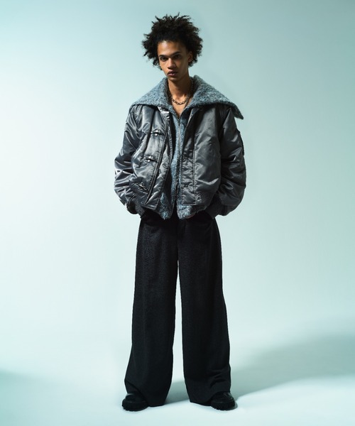 Camphor wood（カンファーウッド）の「WIDE BAGGY SEEM TUCK TWEED SLACKS / ワイドバギーシームタックツイードスラックス（スラックス・メンズ・ブラック/グレー・SMALL/MEDIUM/LARGE）」の3枚目の写真