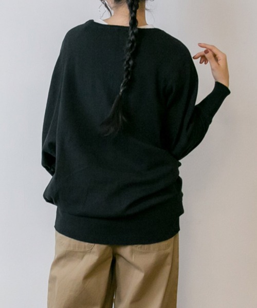 MARAI（マーライ）の「コットンVネックドルマン長袖ニット（ニット/セーター・レディース・マスタード/バーガンディー/ブラック/ダークグリーン/杢グレー/ブルー/グレイッシュベージュ/ネイビー/ホワイト・LL～3L/M～Ｌ/4L～5L）」の12枚目の写真