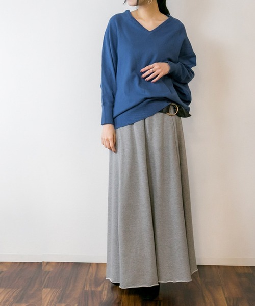 MARAI（マーライ）の「コットンVネックドルマン長袖ニット（ニット/セーター・レディース・マスタード/バーガンディー/ブラック/ダークグリーン/杢グレー/ブルー/グレイッシュベージュ/ネイビー/ホワイト・LL～3L/M～Ｌ/4L～5L）」の21枚目の写真