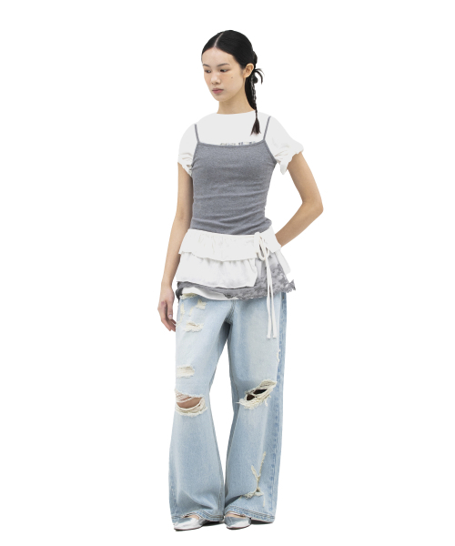 DEFGARMENTS（デフグラメンツ）の「デストロイドジン[2カラー]（デニムパンツ・レディース・ダークブルー/ブラック・X-SMALL/SMALL/MEDIUM/LARGE）」の3枚目の写真