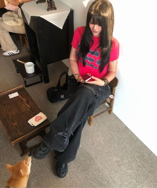 DEFGARMENTS（デフグラメンツ）の「デストロイドジン[2カラー]（デニムパンツ・レディース・ダークブルー/ブラック・X-SMALL/SMALL/MEDIUM/LARGE）」の14枚目の写真
