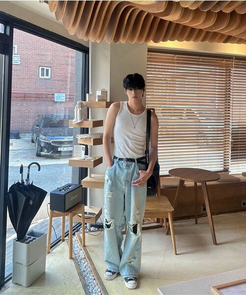DEFGARMENTS（デフグラメンツ）の「デストロイドジン[2カラー]（デニムパンツ・レディース・ダークブルー/ブラック・X-SMALL/SMALL/MEDIUM/LARGE）」の15枚目の写真