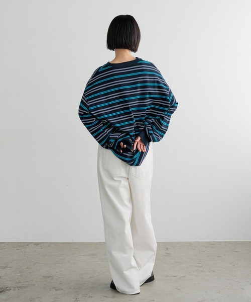 LOWRYS FARM（ローリーズファーム）の「【LFM(U)】DENIMタックワイドパンツ　 606821（デニムパンツ・メンズ・ブラック/ホワイト/インディゴブルー・MEDIUM/LARGE）」の7枚目の写真