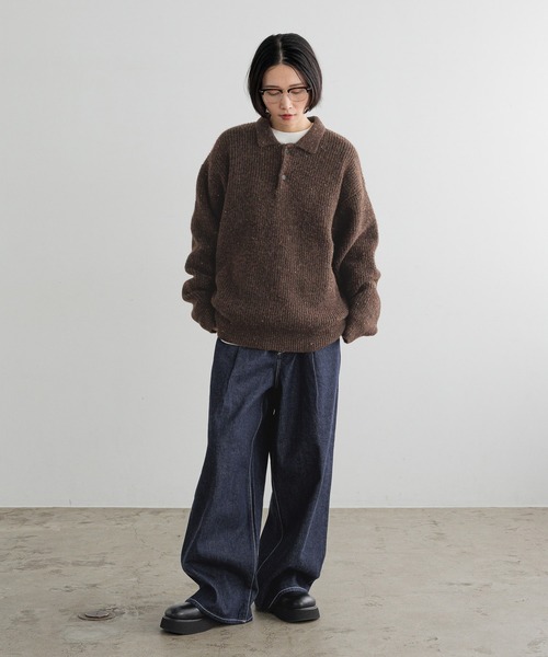 LOWRYS FARM（ローリーズファーム）の「【LFM(U)】DENIMタックワイドパンツ　 606821（デニムパンツ・メンズ・ブラック/ホワイト/インディゴブルー・MEDIUM/LARGE）」の16枚目の写真