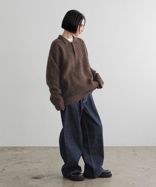 LOWRYS FARM（ローリーズファーム）の「【LFM(U)】DENIMタックワイドパンツ　 606821（デニムパンツ・メンズ・ブラック/ホワイト/インディゴブルー・MEDIUM/LARGE）」の18枚目の写真