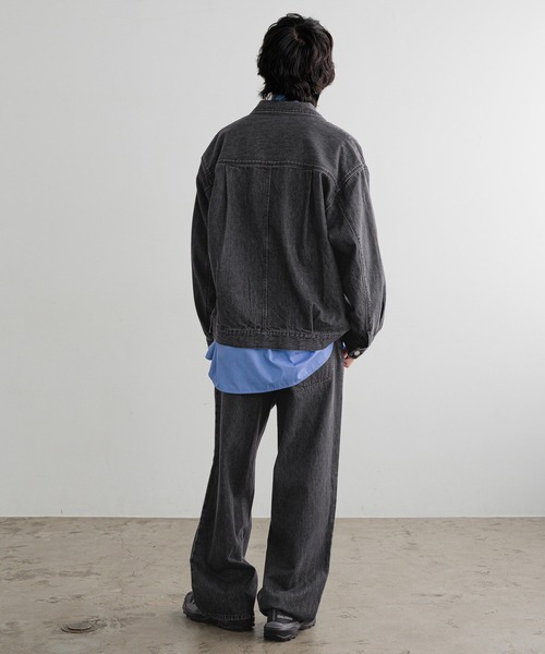 LOWRYS FARM（ローリーズファーム）の「【LFM(U)】DENIMタックワイドパンツ　 606821（デニムパンツ・メンズ・ブラック/ホワイト/インディゴブルー・MEDIUM/LARGE）」の12枚目の写真