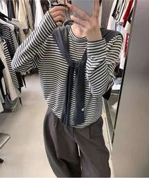 ストライプ ニットセット（ストール付き）