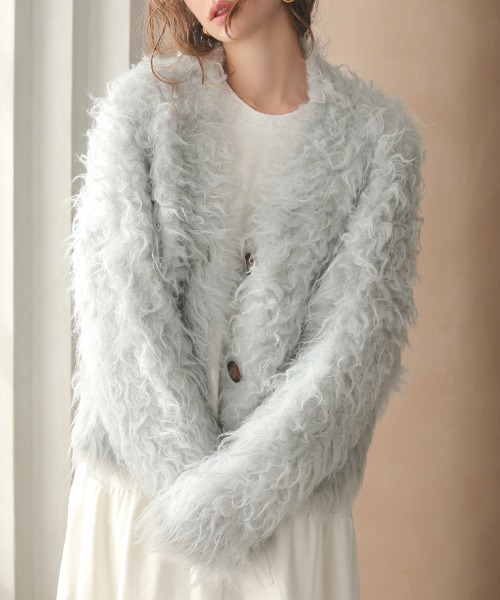 DONOBAN(ドノバン)の「フラッフィーカーディガン(カーディガン/ボレロ・レディース・グレー/ホワイト/ピンク・ONE SIZE)」の3枚目の写真