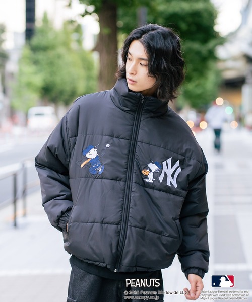 PEANUTS×MLB】オリジナルデザイン スタンドナイロンパファージャケット