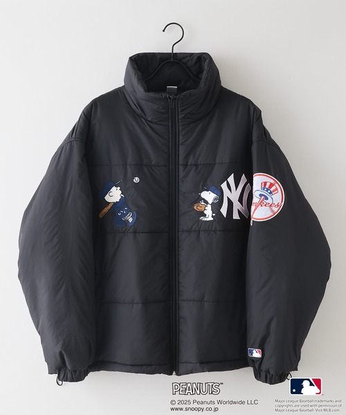 セール】【PEANUTS×MLB】オリジナルデザイン スタンドナイロンパファー
