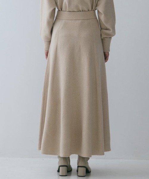 WRAPINKNOT（ラッピンノット）の「【WRAPINKNOT/ラッピンノット】《STUDIOUS別注》 CASHMERE FLARE LONG SKIRT/カシミアフレアロングスカート（スカート・レディース・ダークネイビー/アイボリー/ワイン・0/1）」の11枚目の写真