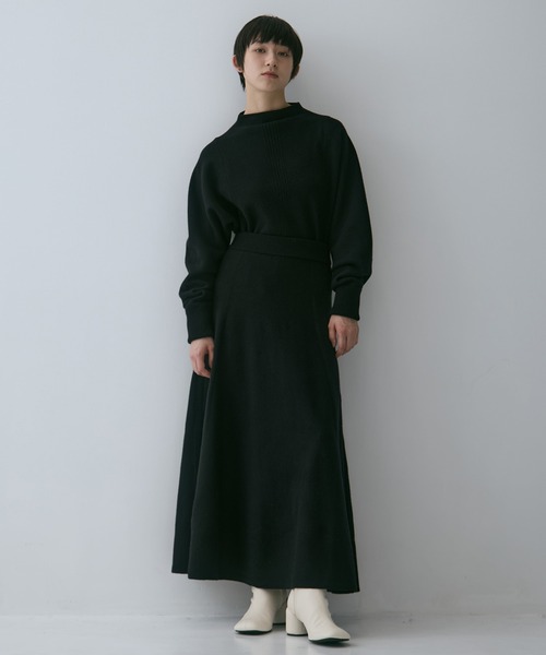WRAPINKNOT（ラッピンノット）の「【WRAPINKNOT/ラッピンノット】《STUDIOUS別注》 CASHMERE FLARE LONG SKIRT/カシミアフレアロングスカート（スカート・レディース・ダークネイビー/アイボリー/ワイン・0/1）」の12枚目の写真