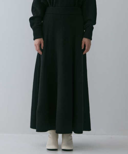 WRAPINKNOT（ラッピンノット）の「【WRAPINKNOT/ラッピンノット】《STUDIOUS別注》 CASHMERE FLARE LONG SKIRT/カシミアフレアロングスカート（スカート・レディース・ダークネイビー/アイボリー/ワイン・0/1）」の16枚目の写真