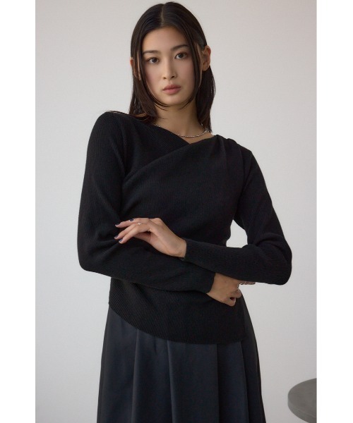 AZUL by moussy（アズールバイマウジー）の「布帛ドッキングドレープニットワンピース（ワンピース・レディース・ブラウン/ブラック・SMALL/MEDIUM）」の3枚目の写真