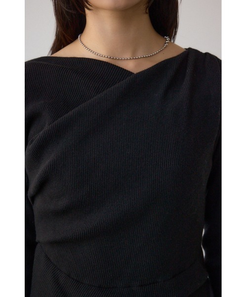 AZUL by moussy（アズールバイマウジー）の「布帛ドッキングドレープニットワンピース（ワンピース・レディース・ブラウン/ブラック・SMALL/MEDIUM）」の9枚目の写真