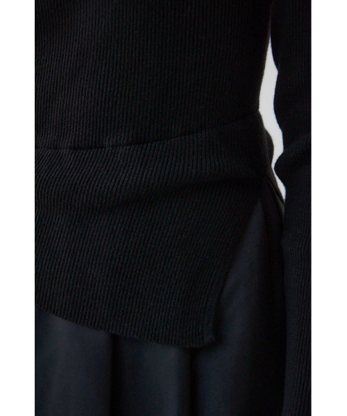 AZUL by moussy（アズールバイマウジー）の「布帛ドッキングドレープニットワンピース（ワンピース・レディース・ブラウン/ブラック・SMALL/MEDIUM）」の12枚目の写真