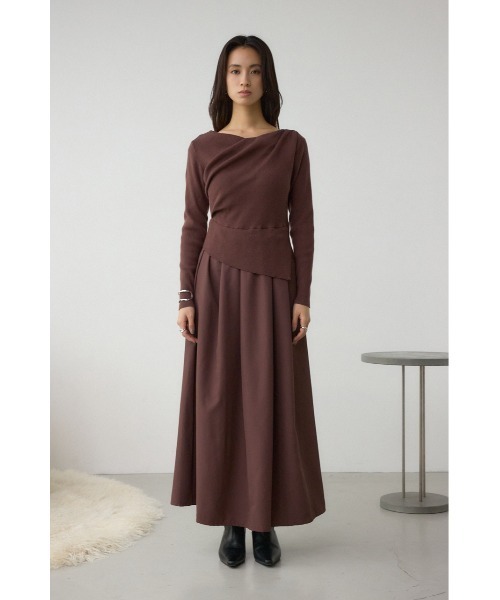 AZUL by moussy（アズールバイマウジー）の「布帛ドッキングドレープニットワンピース（ワンピース・レディース・ブラウン/ブラック・SMALL/MEDIUM）」の16枚目の写真