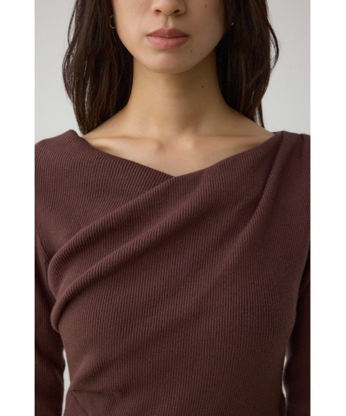 AZUL by moussy（アズールバイマウジー）の「布帛ドッキングドレープニットワンピース（ワンピース・レディース・ブラウン/ブラック・SMALL/MEDIUM）」の19枚目の写真