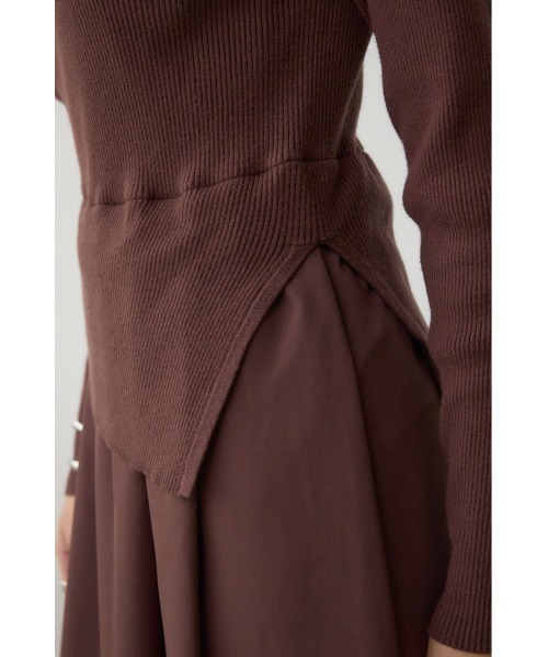 AZUL by moussy（アズールバイマウジー）の「布帛ドッキングドレープニットワンピース（ワンピース・レディース・ブラウン/ブラック・SMALL/MEDIUM）」の22枚目の写真