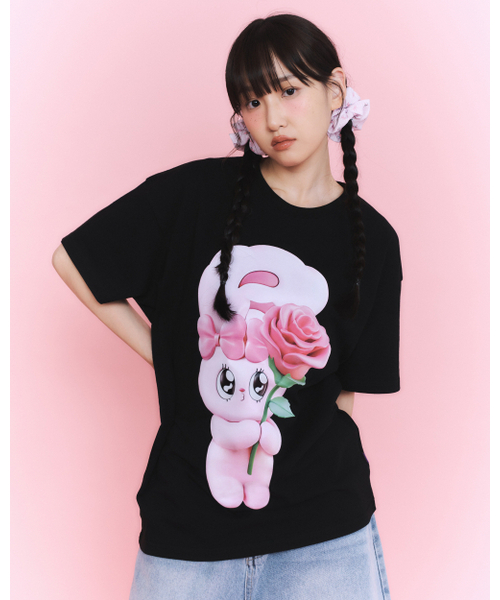 LAUGHER（ラファー）の「[Esther Bunny] Rose 3D T-shirt - Black（Tシャツ/カットソー・レディース・その他・MEDIUM/LARGE/X-LARGE）」の1枚目の写真