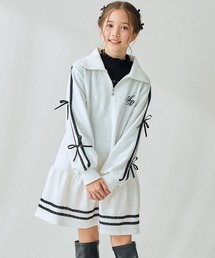 cross marche（クロスマルシェ）の「ハーフZIP リボンラインワンピース（ワンピース）」