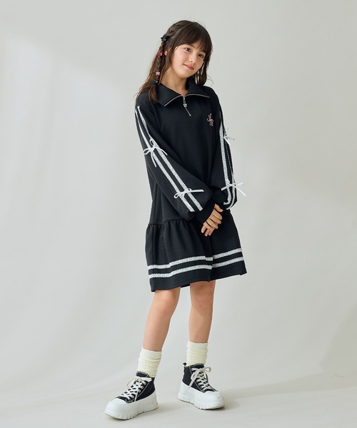 ハーフZIP リボンラインワンピース（ワンピース）｜Amourire girl