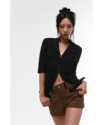 LEOPARD LEATHER POINT SHORT PANTS