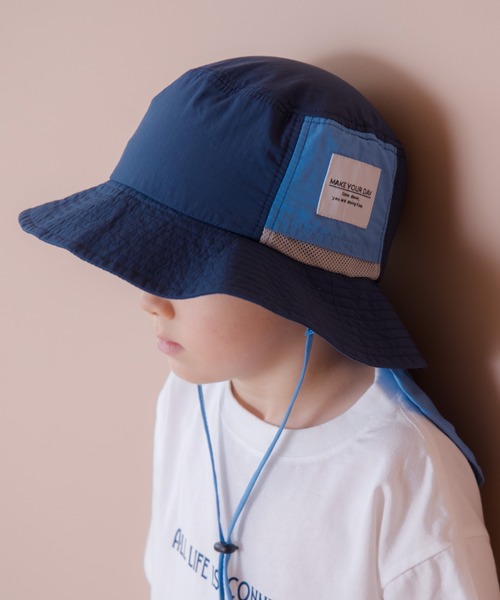 MAKE YOUR DAY（メイクユアデイ）の「ナイロンサンシールドハット（ハット・キッズ・ラベンダー/ネイビー/マルチ・50/54/56/52）」の2枚目の写真