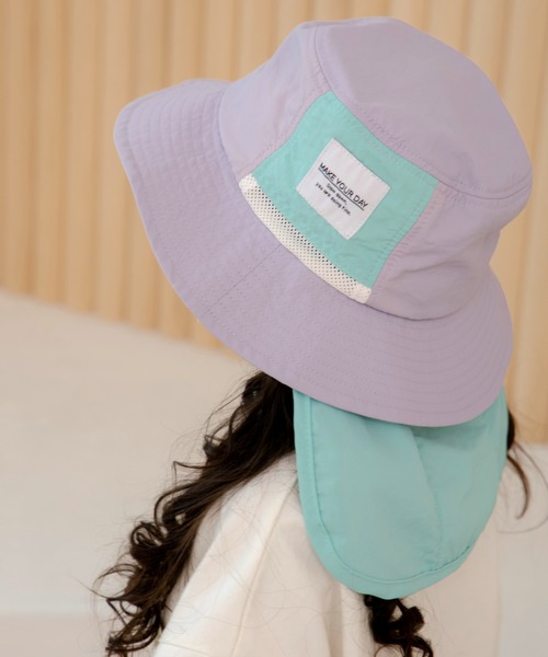 MAKE YOUR DAY（メイクユアデイ）の「ナイロンサンシールドハット（ハット・キッズ・ラベンダー/ネイビー/マルチ・50/54/56/52）」の9枚目の写真