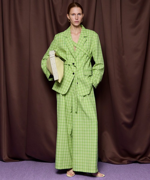 MAISON SPECIAL(メゾンスペシャル)の「Check Wide Pants/チェックワイドパンツ(その他パンツ・レディース・グリーン/ピンク・38/36)」の3枚目の写真