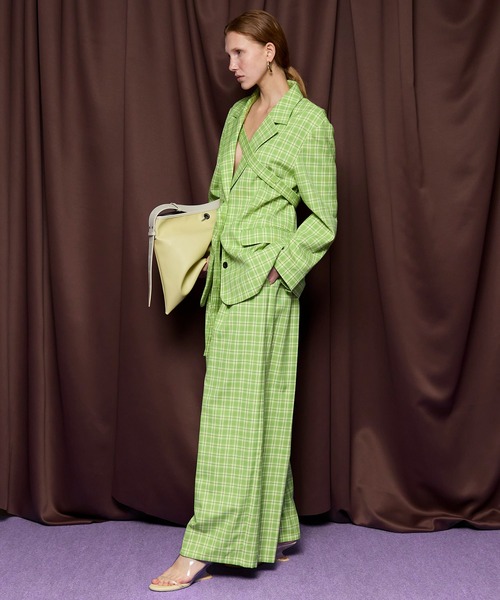 MAISON SPECIAL(メゾンスペシャル)の「Check Wide Pants/チェックワイドパンツ(その他パンツ・レディース・グリーン/ピンク・38/36)」の4枚目の写真