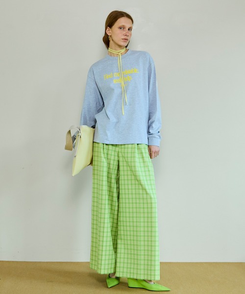 MAISON SPECIAL(メゾンスペシャル)の「Check Wide Pants/チェックワイドパンツ(その他パンツ・レディース・グリーン/ピンク・38/36)」の6枚目の写真