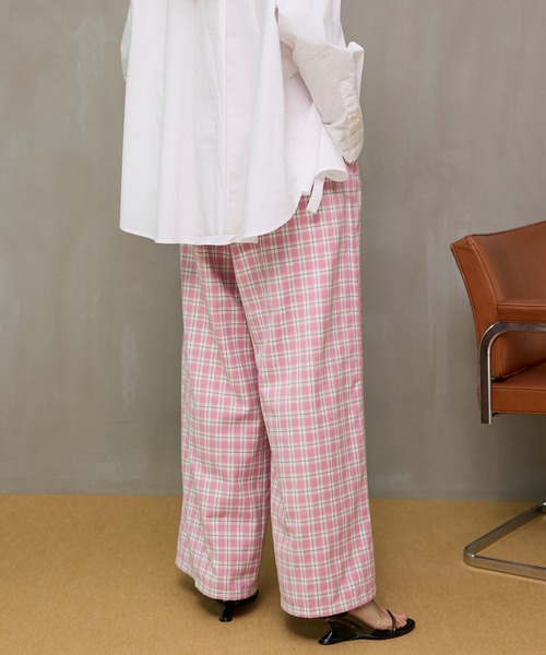 MAISON SPECIAL(メゾンスペシャル)の「Check Wide Pants/チェックワイドパンツ(その他パンツ・レディース・グリーン/ピンク・38/36)」の7枚目の写真