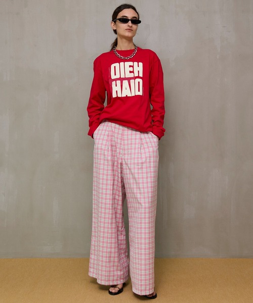 MAISON SPECIAL(メゾンスペシャル)の「Check Wide Pants/チェックワイドパンツ(その他パンツ・レディース・グリーン/ピンク・38/36)」の8枚目の写真
