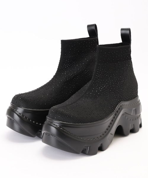 Lace Ladies(レースレディース)の「ソフト リブ 厚底 ショート ブーツ(ブーツ・レディース・ブラック・22.5cm/23cm/23.5cm/24cm/24.5cm/25cm)」の9枚目の写真