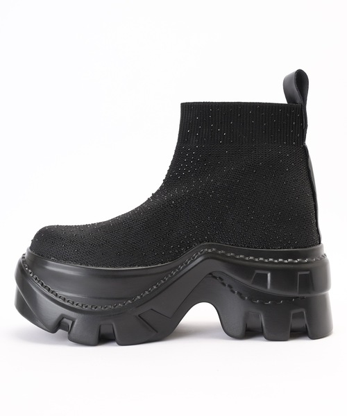 Lace Ladies(レースレディース)の「ソフト リブ 厚底 ショート ブーツ(ブーツ・レディース・ブラック・22.5cm/23cm/23.5cm/24cm/24.5cm/25cm)」の11枚目の写真