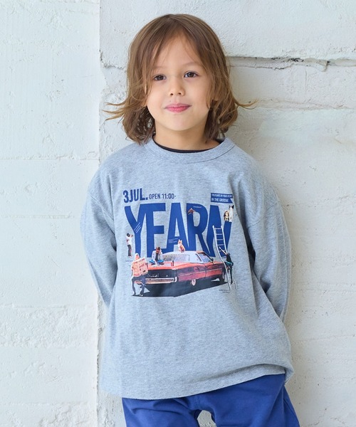 Life Support Products（ライフサポートプロダクツ）の「袖リブプリントロンT（Tシャツ/カットソー・キッズ・ホワイト系その他/サーモンピンク/ライム/チャコール/パープル/マスタード/杢グレー/ブルー/オフホワイト/ブラック・80/90/95/100/110/120/130/140/150）」の5枚目の写真