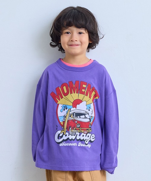 Life Support Products（ライフサポートプロダクツ）の「袖リブプリントロンT（Tシャツ/カットソー・キッズ・ホワイト系その他/サーモンピンク/ライム/チャコール/パープル/マスタード/杢グレー/ブルー/オフホワイト/ブラック・80/90/95/100/110/120/130/140/150）」の9枚目の写真