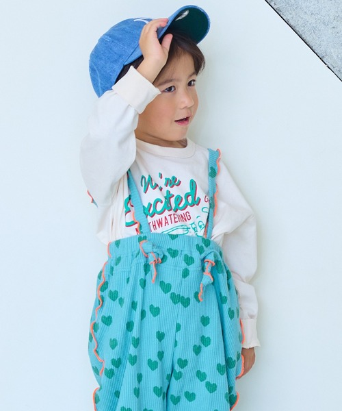 Life Support Products（ライフサポートプロダクツ）の「袖リブプリントロンT（Tシャツ/カットソー・キッズ・ホワイト系その他/サーモンピンク/ライム/チャコール/パープル/マスタード/杢グレー/ブルー/オフホワイト/ブラック・80/90/95/100/110/120/130/140/150）」の2枚目の写真