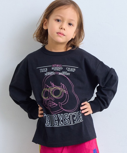 Life Support Products（ライフサポートプロダクツ）の「袖リブプリントロンT（Tシャツ/カットソー・キッズ・ホワイト系その他/サーモンピンク/ライム/チャコール/パープル/マスタード/杢グレー/ブルー/オフホワイト/ブラック・80/90/95/100/110/120/130/140/150）」の4枚目の写真