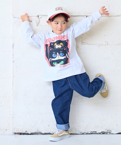 Life Support Products（ライフサポートプロダクツ）の「袖リブプリントロンT（Tシャツ/カットソー・キッズ・ホワイト系その他/サーモンピンク/ライム/チャコール/パープル/マスタード/杢グレー/ブルー/オフホワイト/ブラック・80/90/95/100/110/120/130/140/150）」の15枚目の写真