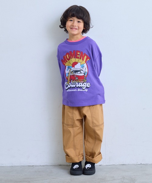 Life Support Products（ライフサポートプロダクツ）の「袖リブプリントロンT（Tシャツ/カットソー・キッズ・ホワイト系その他/サーモンピンク/ライム/チャコール/パープル/マスタード/杢グレー/ブルー/オフホワイト/ブラック・80/90/95/100/110/120/130/140/150）」の20枚目の写真