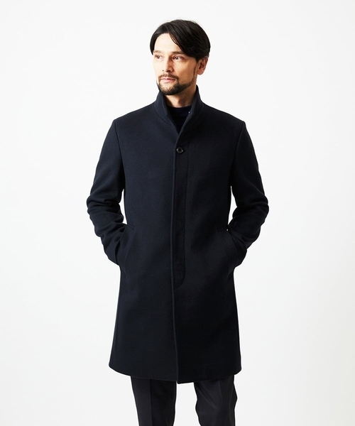 MICHEL KLEIN HOMME (ミッシェルクランオム)の「スタンドカラーロングコート(ステンカラーコート・メンズ・ブラウン/ベージュ/ネイビー・MEDIUM/LARGE/X-LARGE)」の3枚目の写真