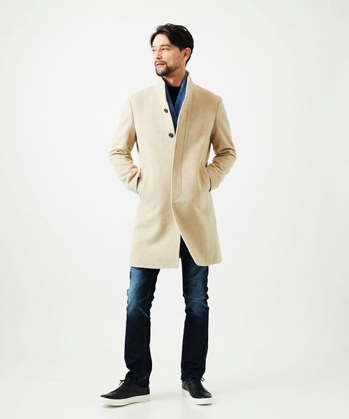 MICHEL KLEIN HOMME (ミッシェルクランオム)の「スタンドカラーロングコート(ステンカラーコート・メンズ・ブラウン/ベージュ/ネイビー・MEDIUM/LARGE/X-LARGE)」の17枚目の写真