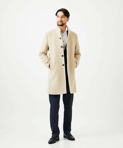 MICHEL KLEIN HOMME (ミッシェルクランオム)の「スタンドカラーロングコート(ステンカラーコート・メンズ・ブラウン/ベージュ/ネイビー・MEDIUM/LARGE/X-LARGE)」の18枚目の写真