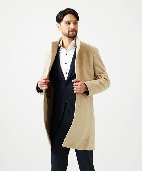 MICHEL KLEIN HOMME (ミッシェルクランオム)の「スタンドカラーロングコート(ステンカラーコート・メンズ・ブラウン/ベージュ/ネイビー・MEDIUM/LARGE/X-LARGE)」の19枚目の写真