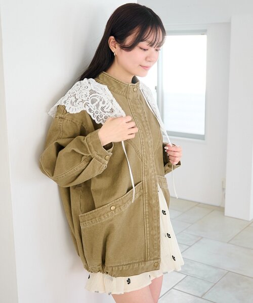 Kastane（カスタネ）の「【2026SSカタログ/ティペット付き】カラーツイルレース付きジャケット（その他アウター・レディース・ブラック/ピンク/イエロー/ベージュ・FREE）」の19枚目の写真