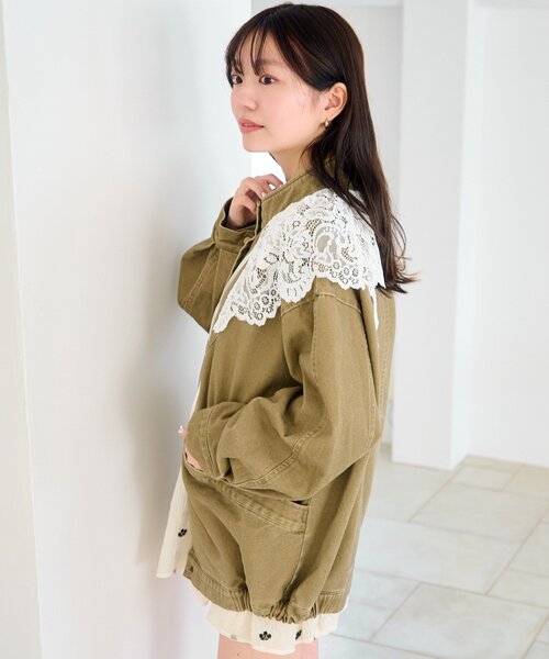 Kastane（カスタネ）の「【2026SSカタログ/ティペット付き】カラーツイルレース付きジャケット（その他アウター・レディース・ブラック/ピンク/イエロー/ベージュ・FREE）」の22枚目の写真