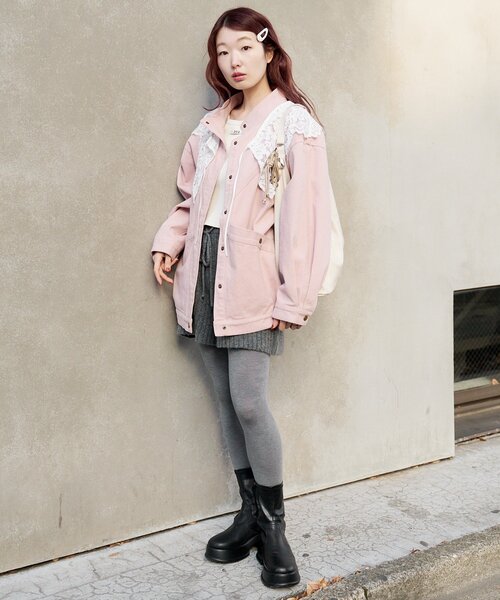 Kastane（カスタネ）の「【ティペット付き/WEB先行】カラーツイルレース付きジャケット（その他アウター・レディース・ブラック/ピンク/イエロー/ベージュ・FREE）」の13枚目の写真