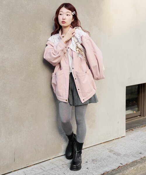 Kastane（カスタネ）の「【ティペット付き/WEB先行】カラーツイルレース付きジャケット（その他アウター・レディース・ブラック/ピンク/イエロー/ベージュ・FREE）」の15枚目の写真